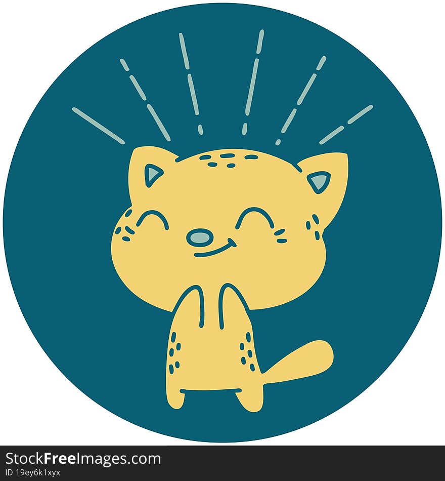 icon of tattoo style happy cat