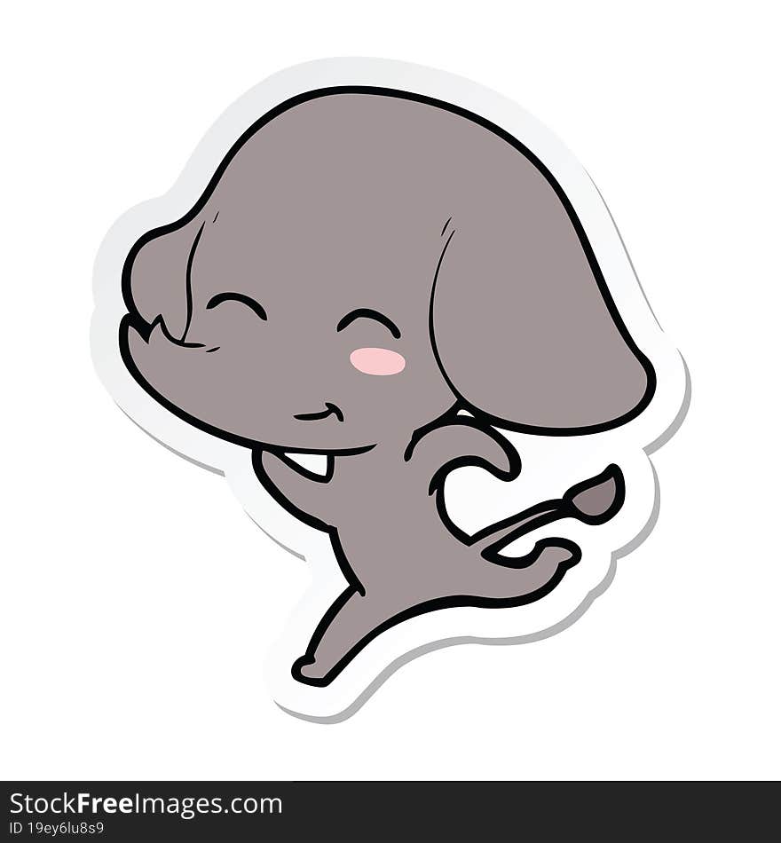 sticker of a cute cartoon elephant running