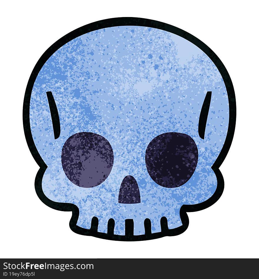 quirky hand drawn cartoon skull