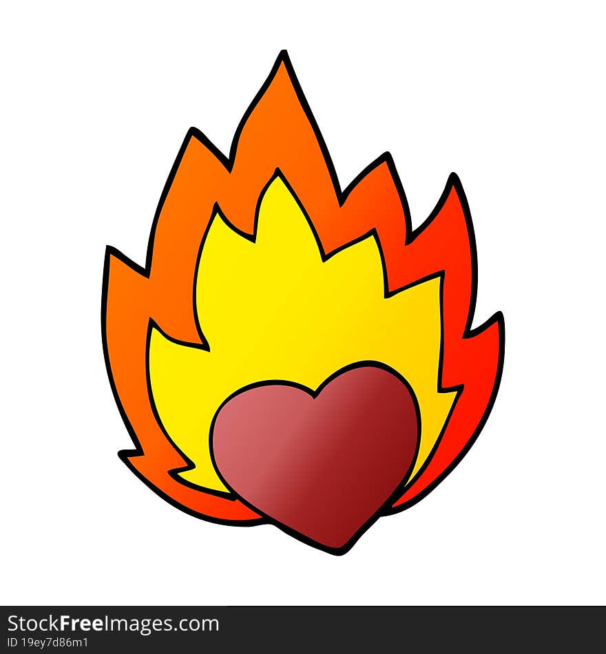 cartoon doodle flaming heart