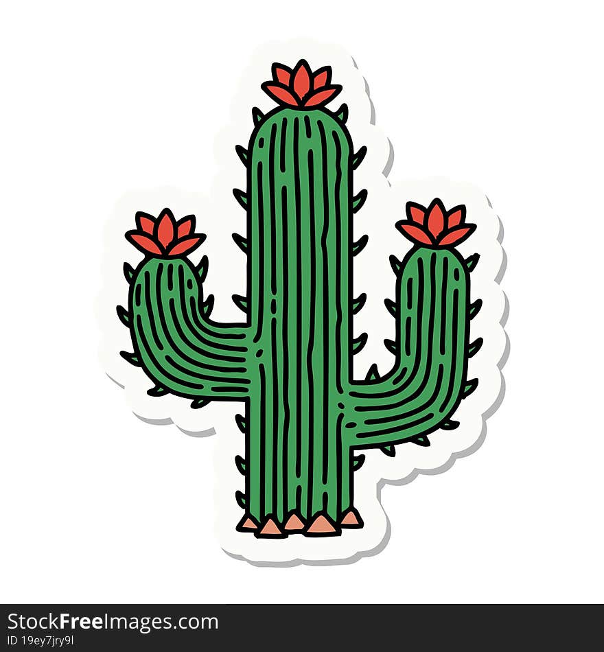 tattoo style sticker of a cactus