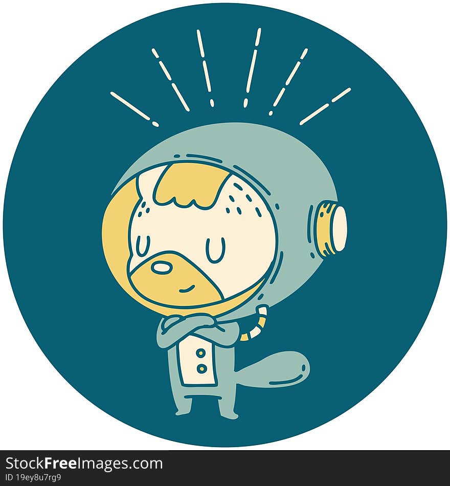 Icon Of Tattoo Style Animal In Astronaut Suit