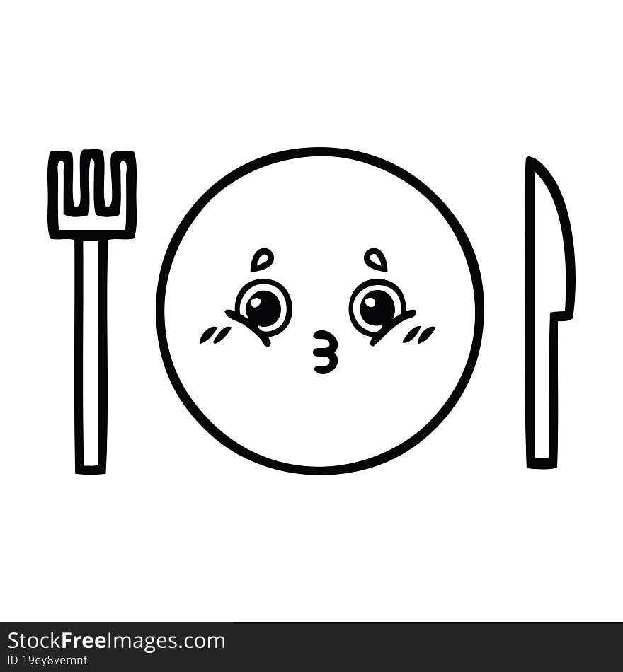 line drawing cartoon dinner plate