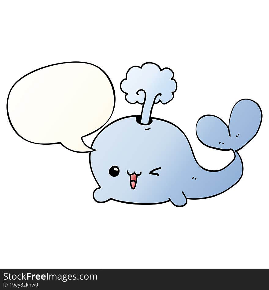 Cartoon Whale And Speech Bubble In Smooth Gradient Style