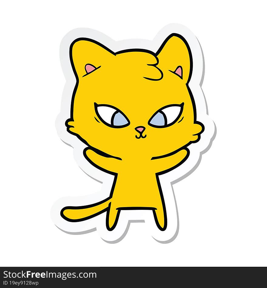 sticker of a cute cartoon cat