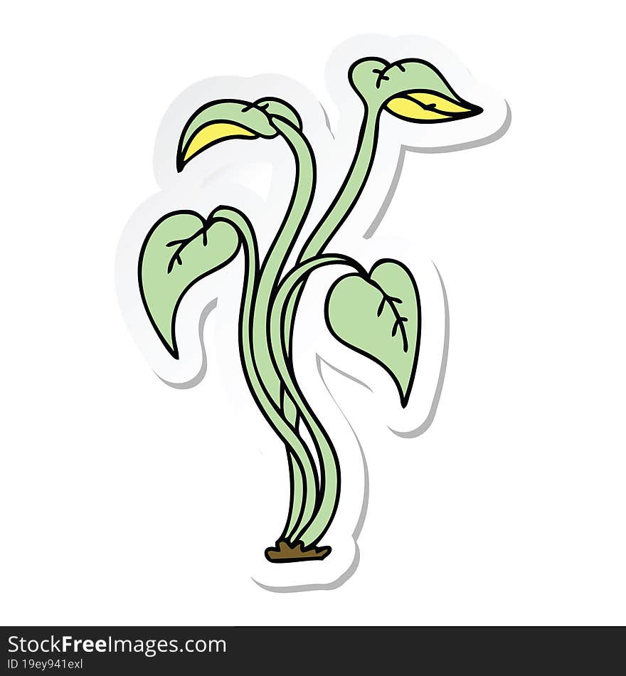 Sticker Of A Quirky Hand Drawn Cartoon Plant