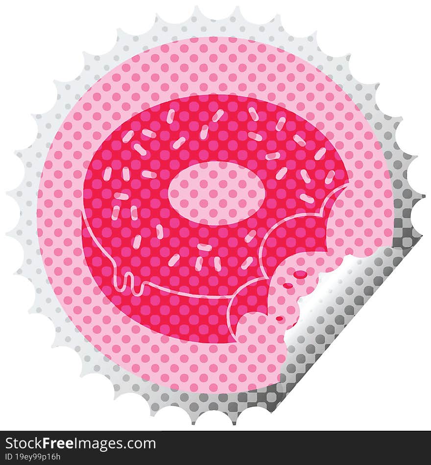 bitten frosted donut circular peeling sticker