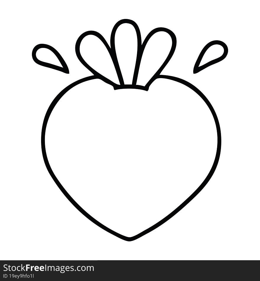 line drawing cartoon of a strawberry