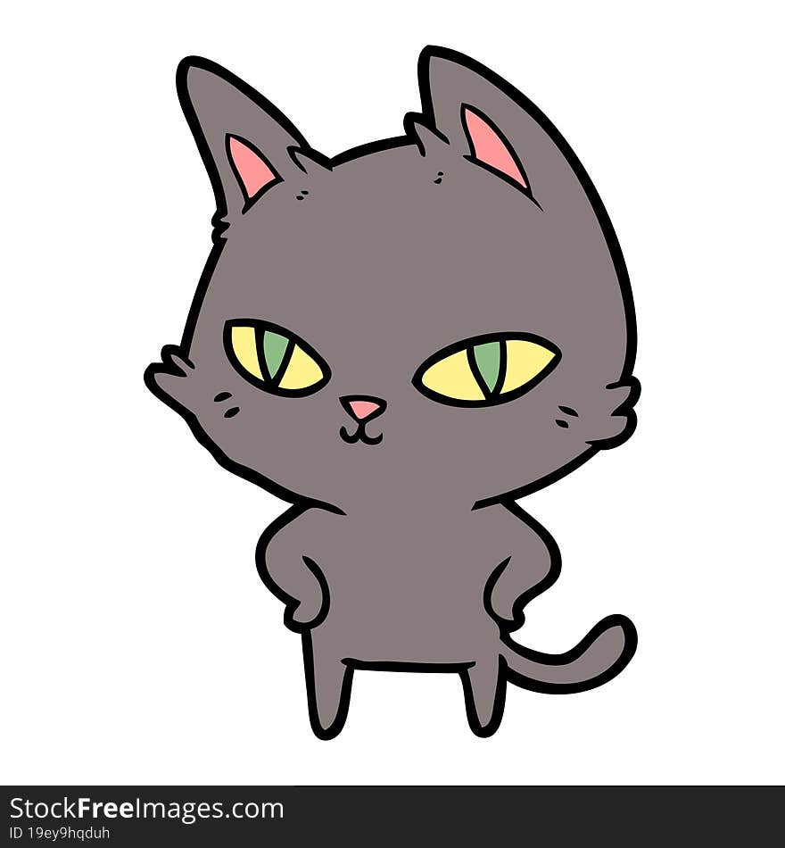 cartoon cat with bright eyes. cartoon cat with bright eyes