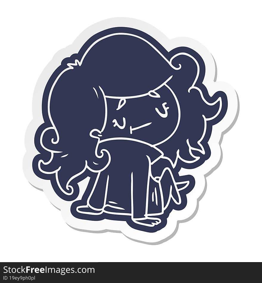 cartoon sticker of a cute kawaii girl