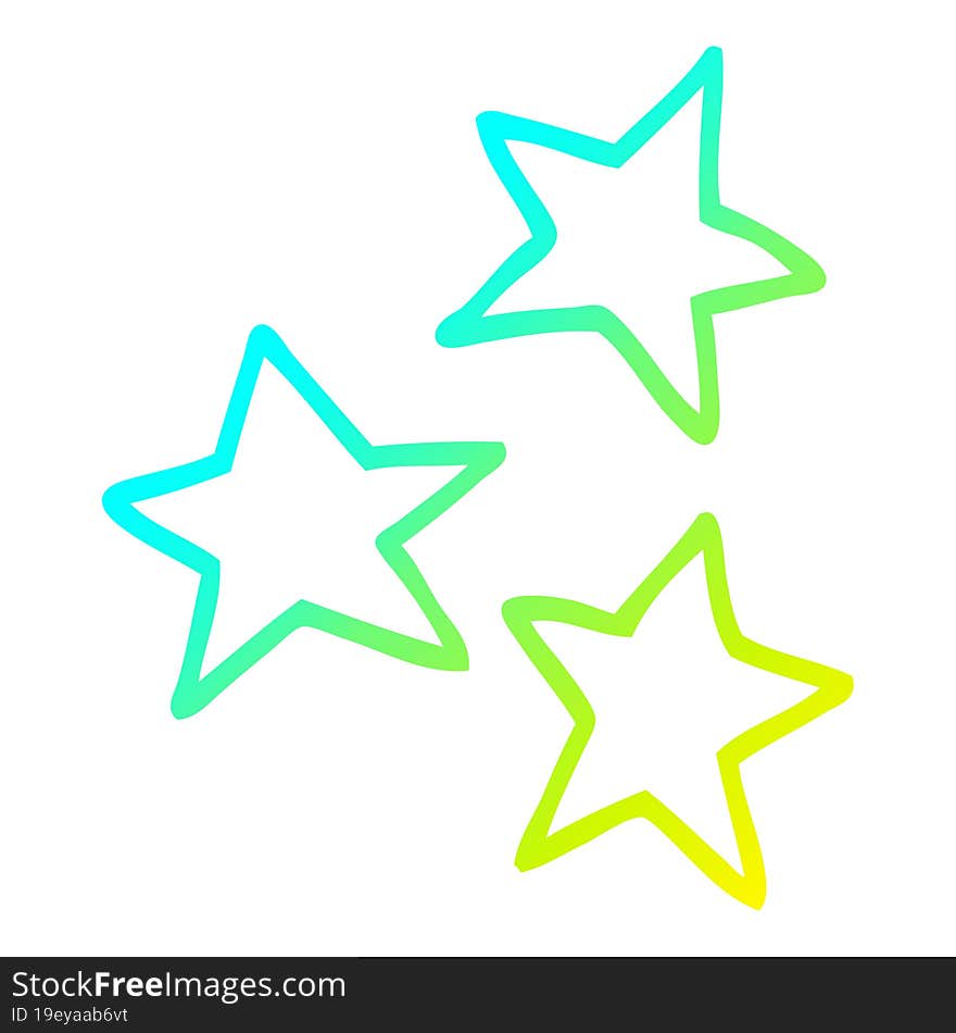 Cold Gradient Line Drawing Cartoon Stars