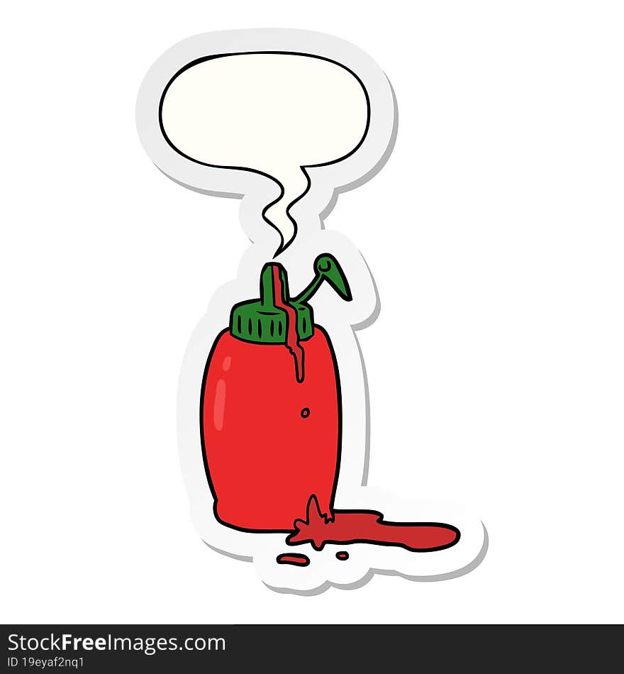 cartoon tomato ketchup bottle and speech bubble sticker