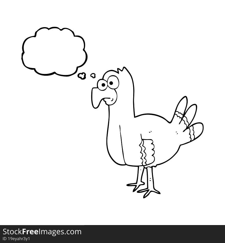 freehand drawn thought bubble cartoon bird