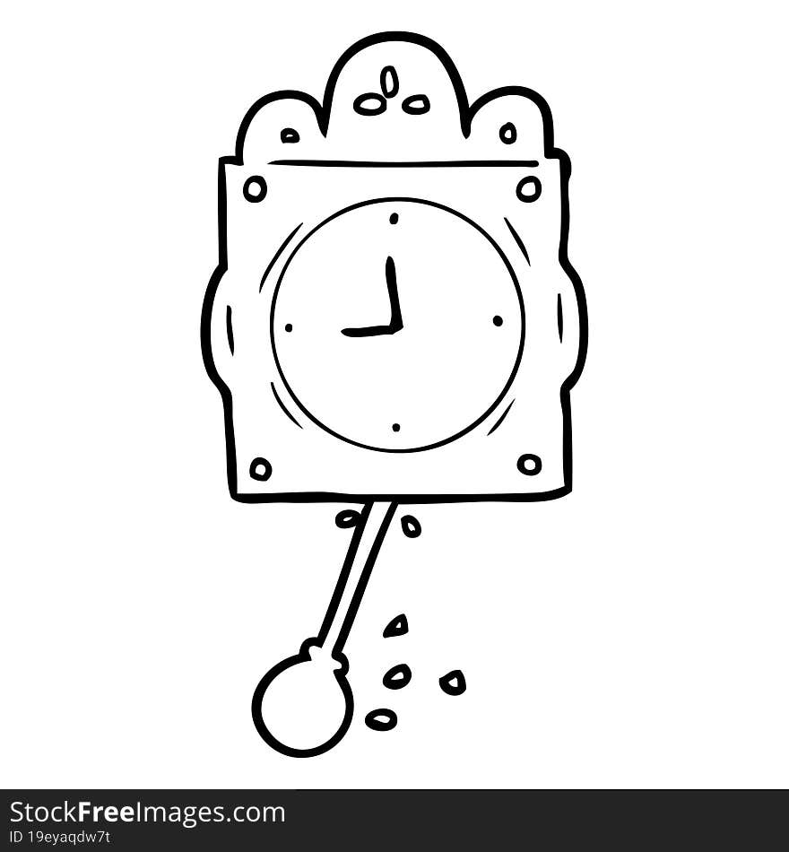 line drawing of a ticking clock with pendulum. line drawing of a ticking clock with pendulum