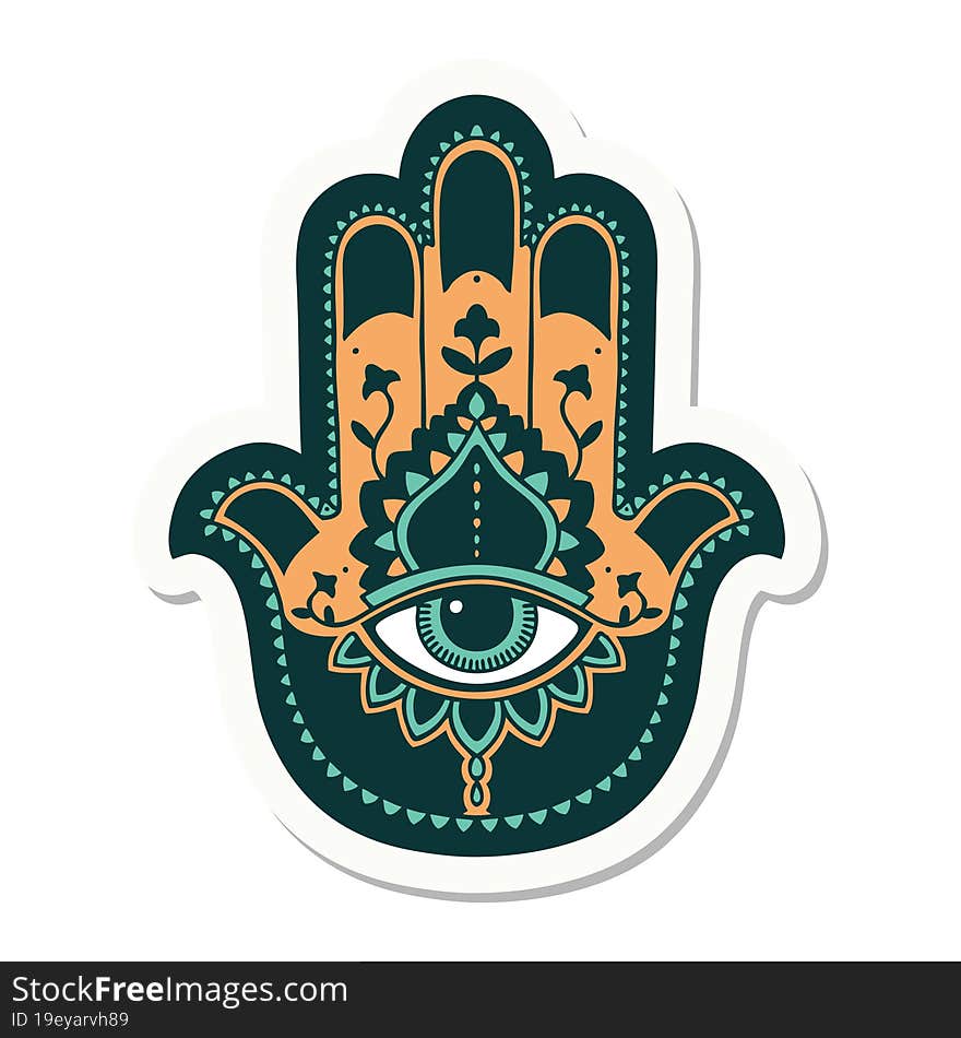 sticker of tattoo in traditional style of a hamza. sticker of tattoo in traditional style of a hamza