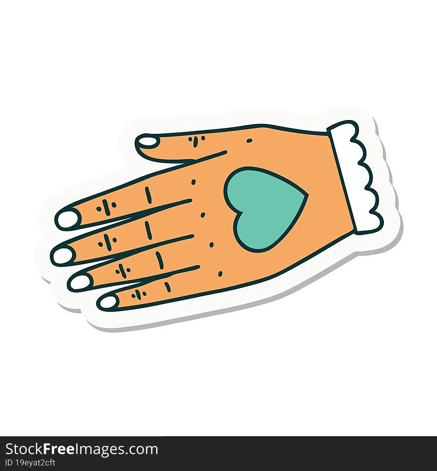 sticker of tattoo in traditional style of a hand. sticker of tattoo in traditional style of a hand