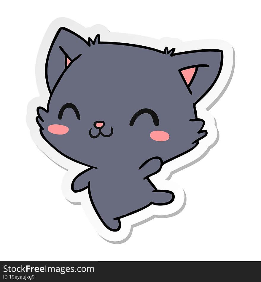 Sticker Cartoon Of Cute Kawaii Cat