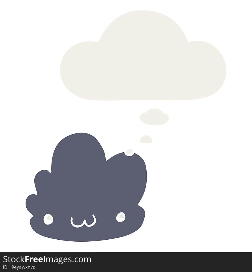 cute cartoon cloud and thought bubble in retro style