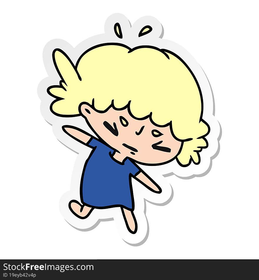 Sticker Cartoon Of A Cute Kawaii Girl