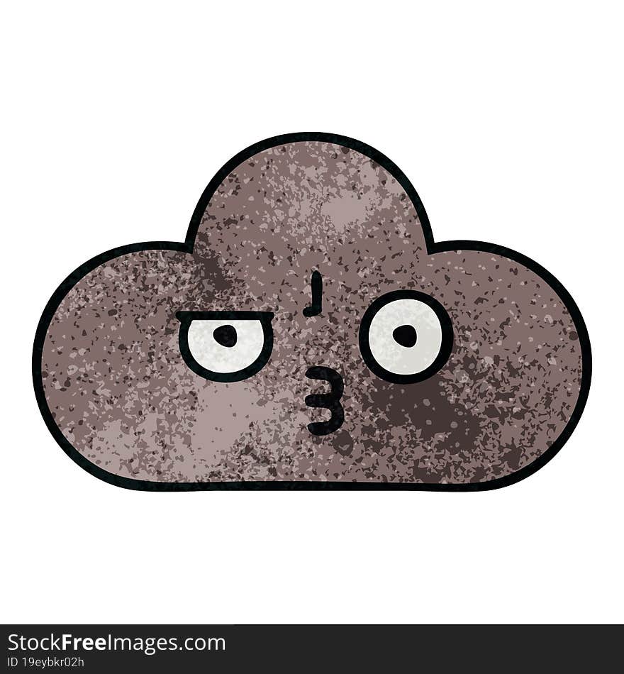 retro grunge texture cartoon of a storm cloud