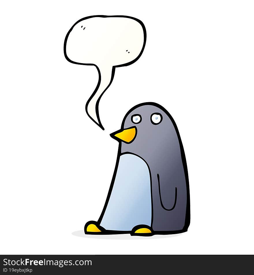 cartoon penguin with speech bubble