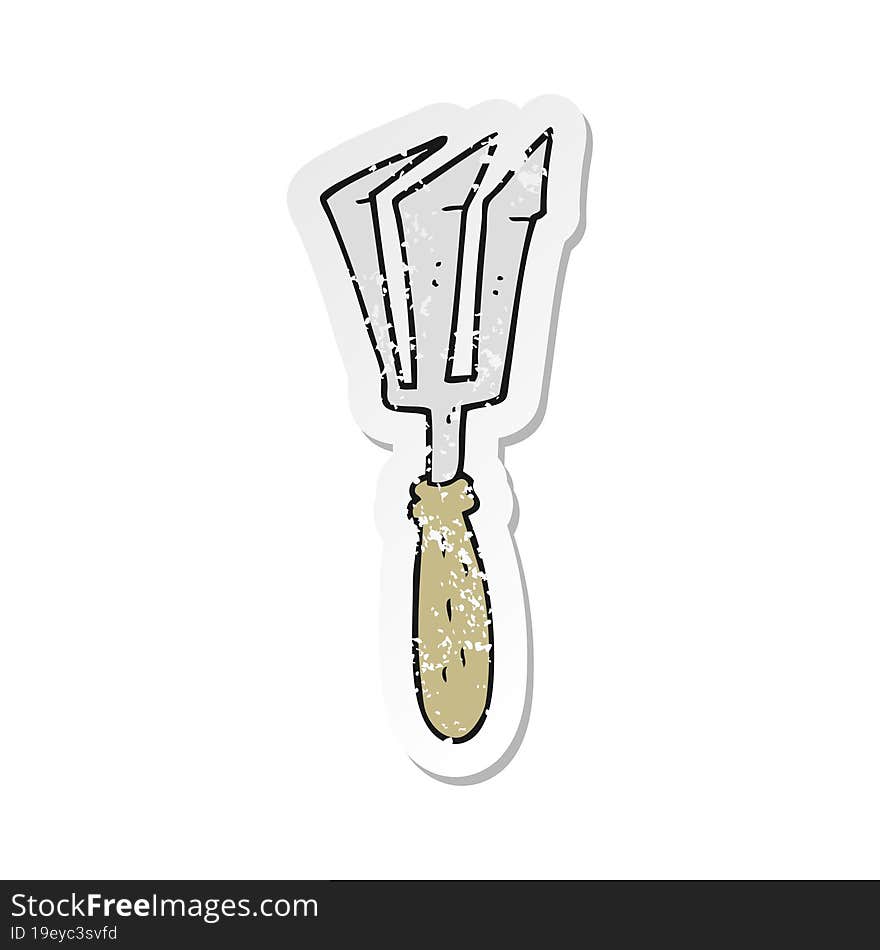 retro distressed sticker of a cartoon gardening tool