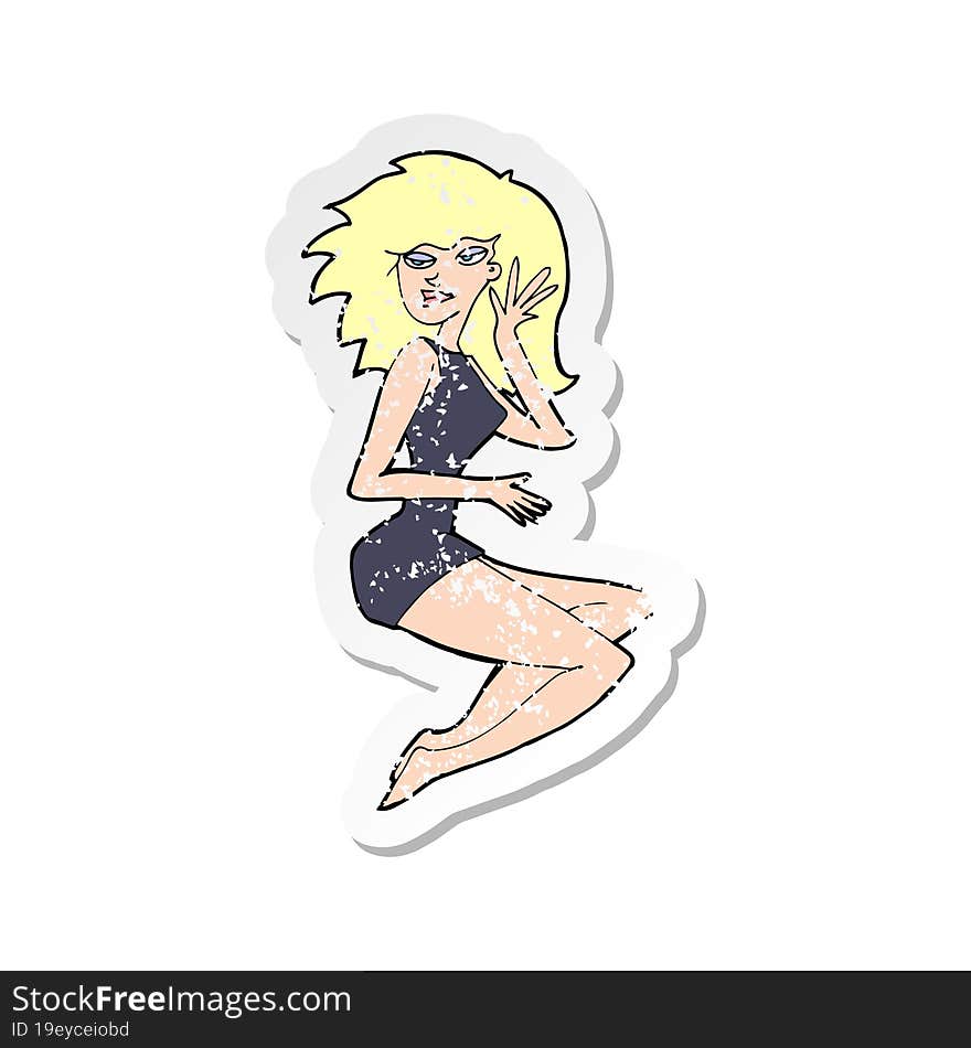 retro distressed sticker of a cartoon sexy woman