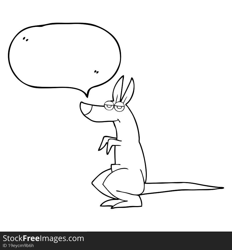 freehand drawn speech bubble cartoon kangaroo