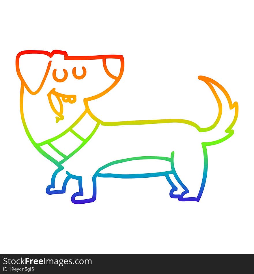 Rainbow Gradient Line Drawing Cartoon Dog