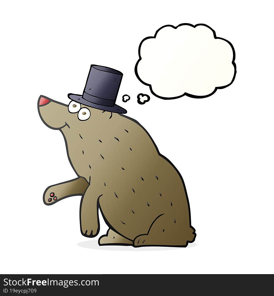 thought bubble cartoon bear in top hat