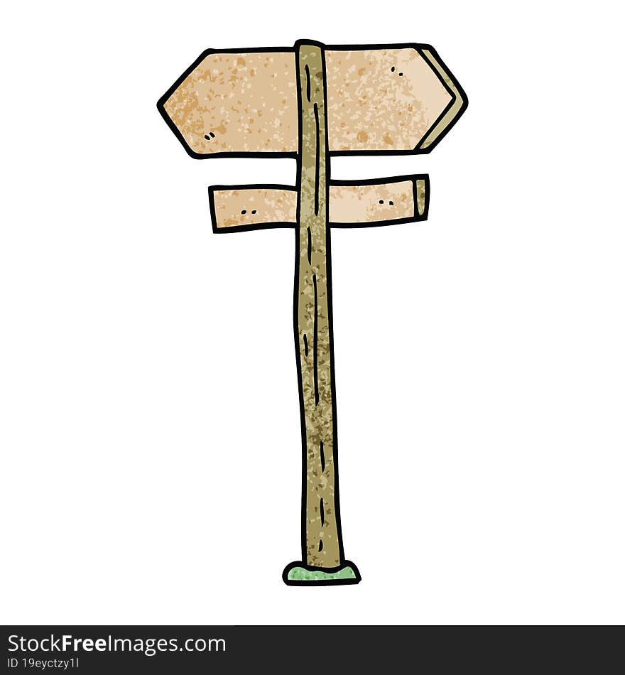 cartoon doodle direction sign