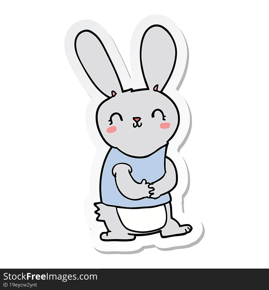 Sticker Of A Cute Cartoon Rabbit