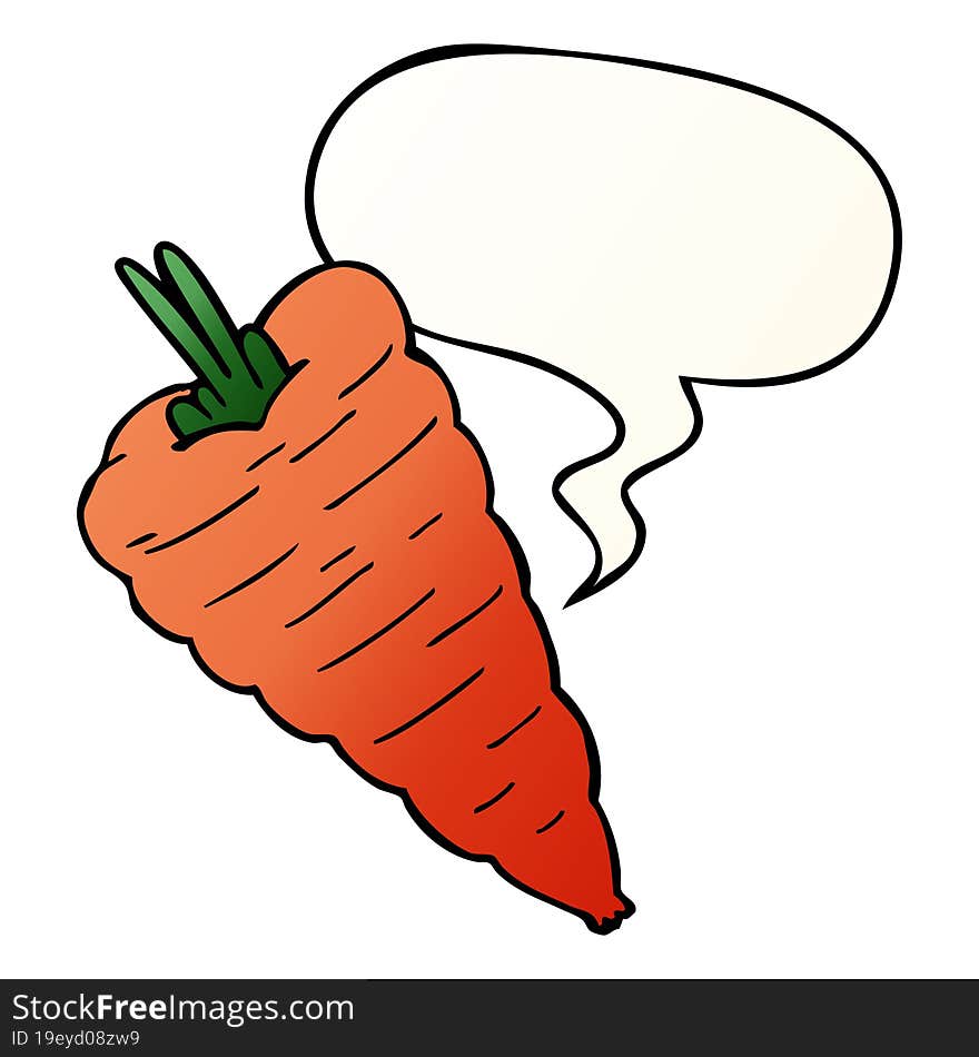 cartoon carrot and speech bubble in smooth gradient style