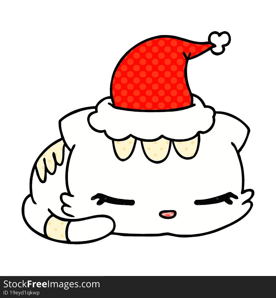 hand drawn christmas cartoon of kawaii cat