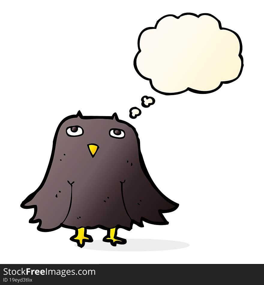 cartoon owl with thought bubble