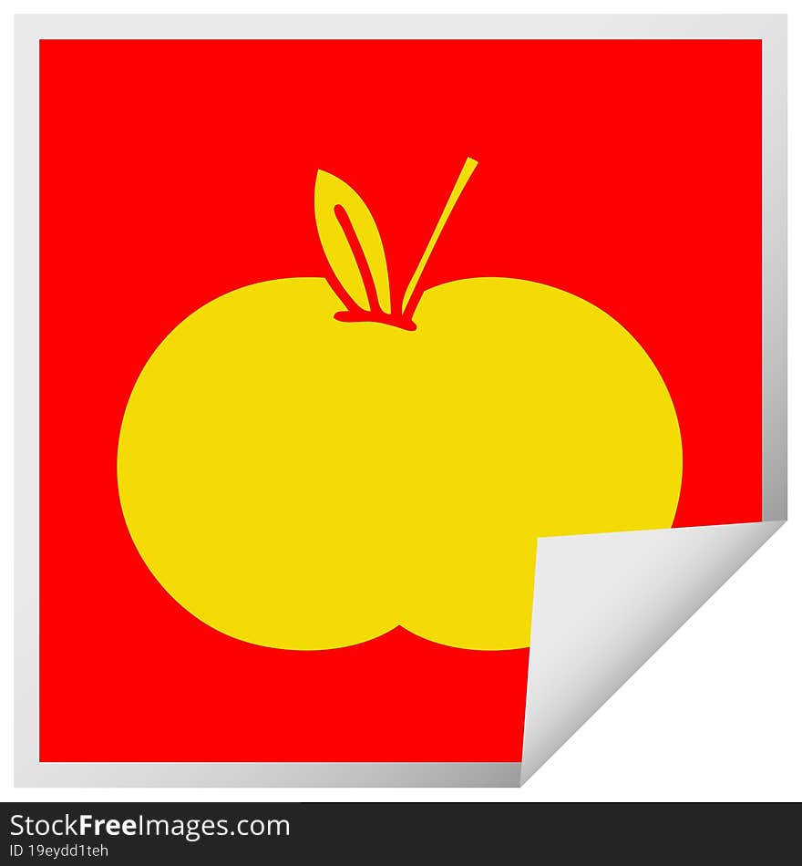 Square Peeling Sticker Cartoon Juicy Apple