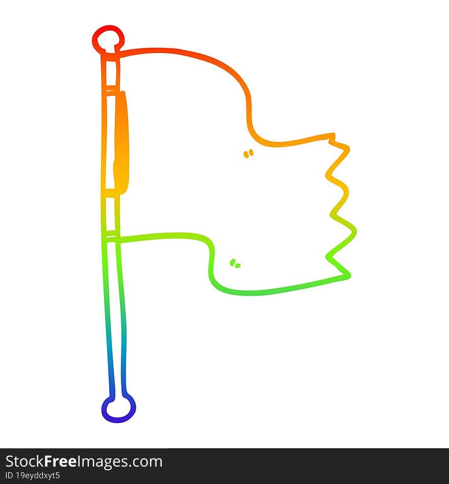 rainbow gradient line drawing cartoon red flag