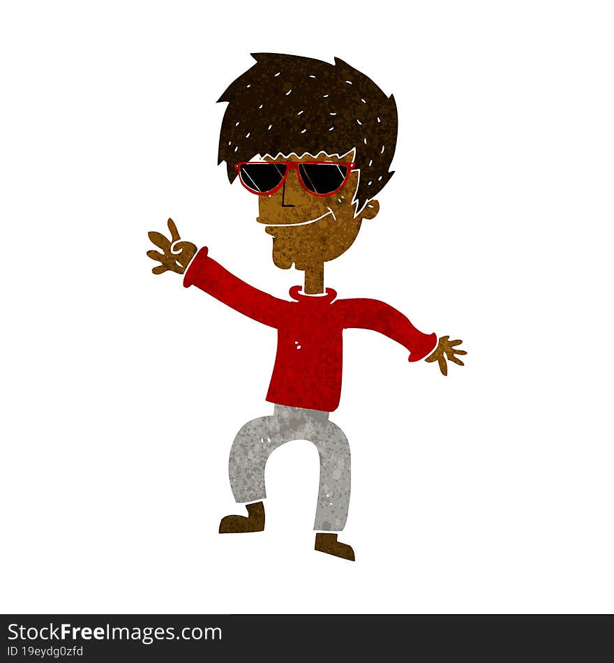 cartoon waving cool guy