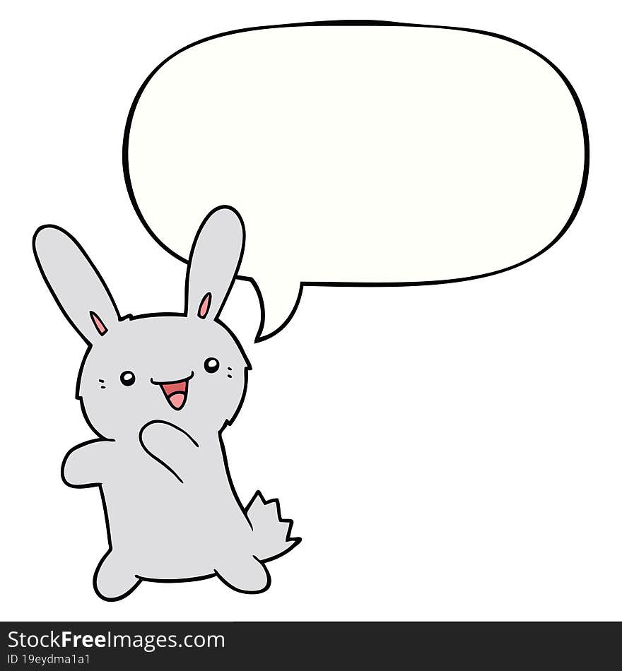 Cartoon Rabbit And Speech Bubble