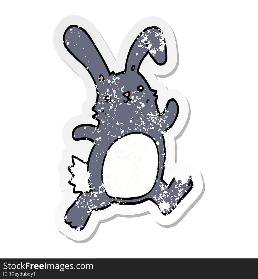 distressed sticker of a cartoon rabbit running