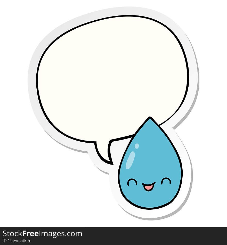 cartoon cute raindrop and speech bubble sticker