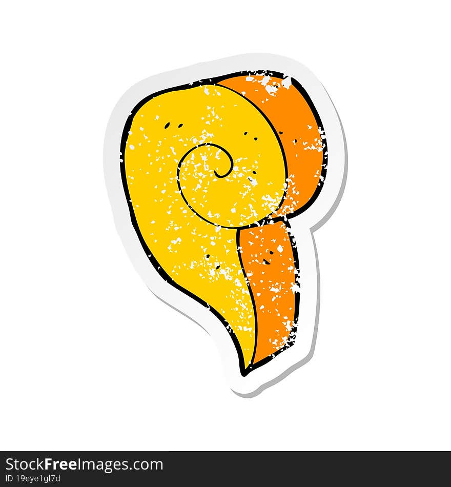 retro distressed sticker of a cartoon decorative swirl symbol