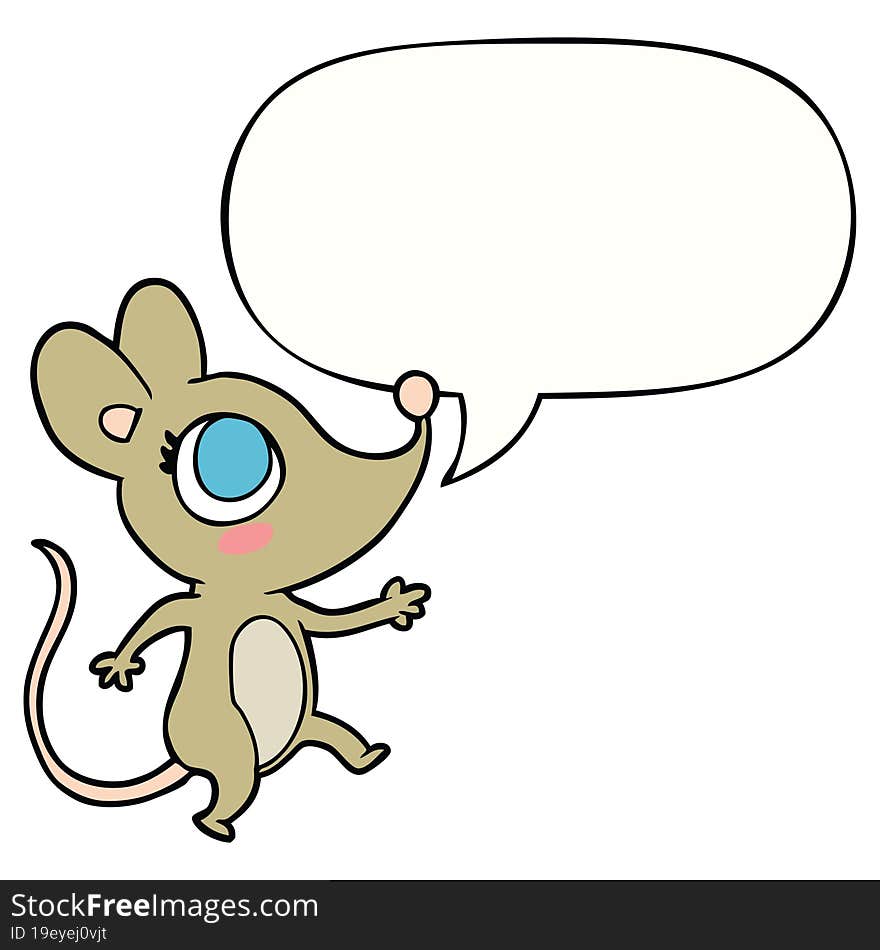 Cute Cartoon Mouse And Speech Bubble