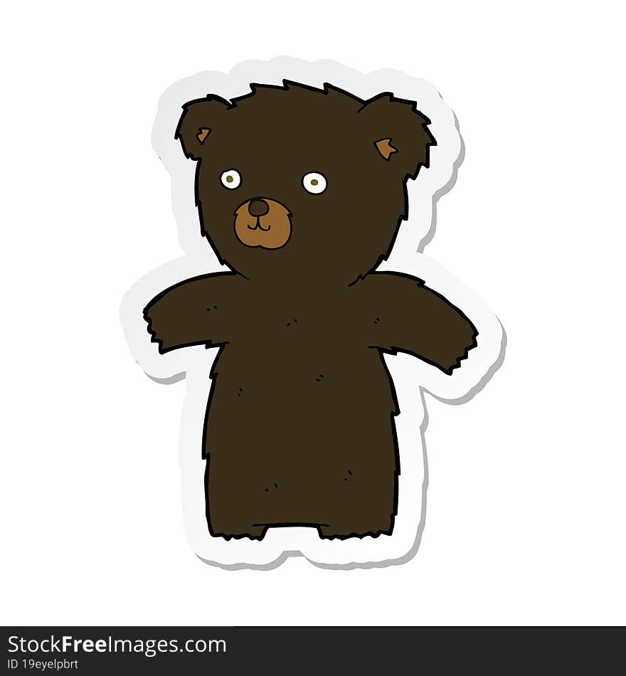 sticker of a cute cartoon black bear