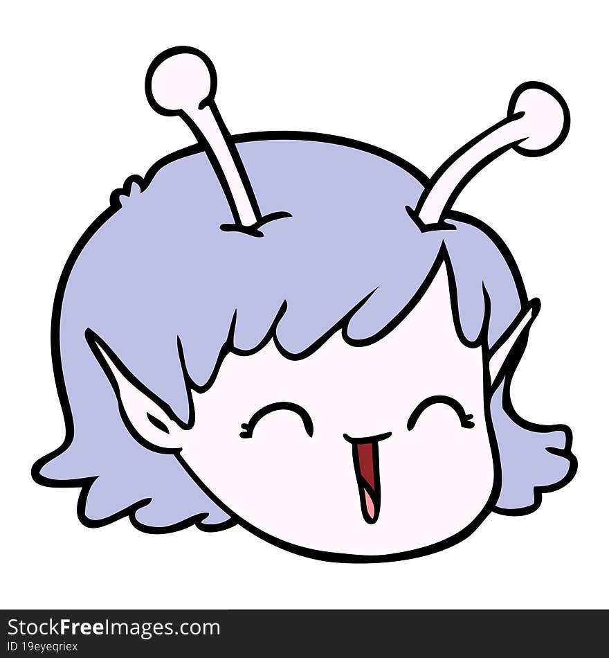 cartoon alien space girl face. cartoon alien space girl face