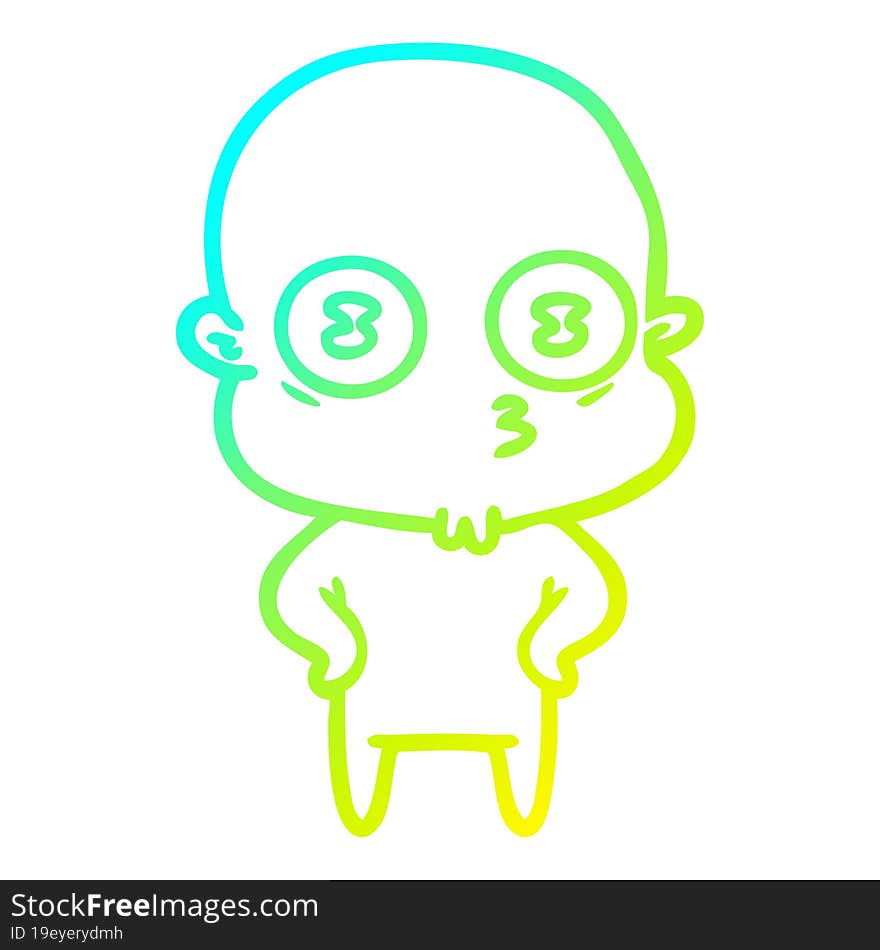 Cold Gradient Line Drawing Cartoon Weird Bald Spaceman