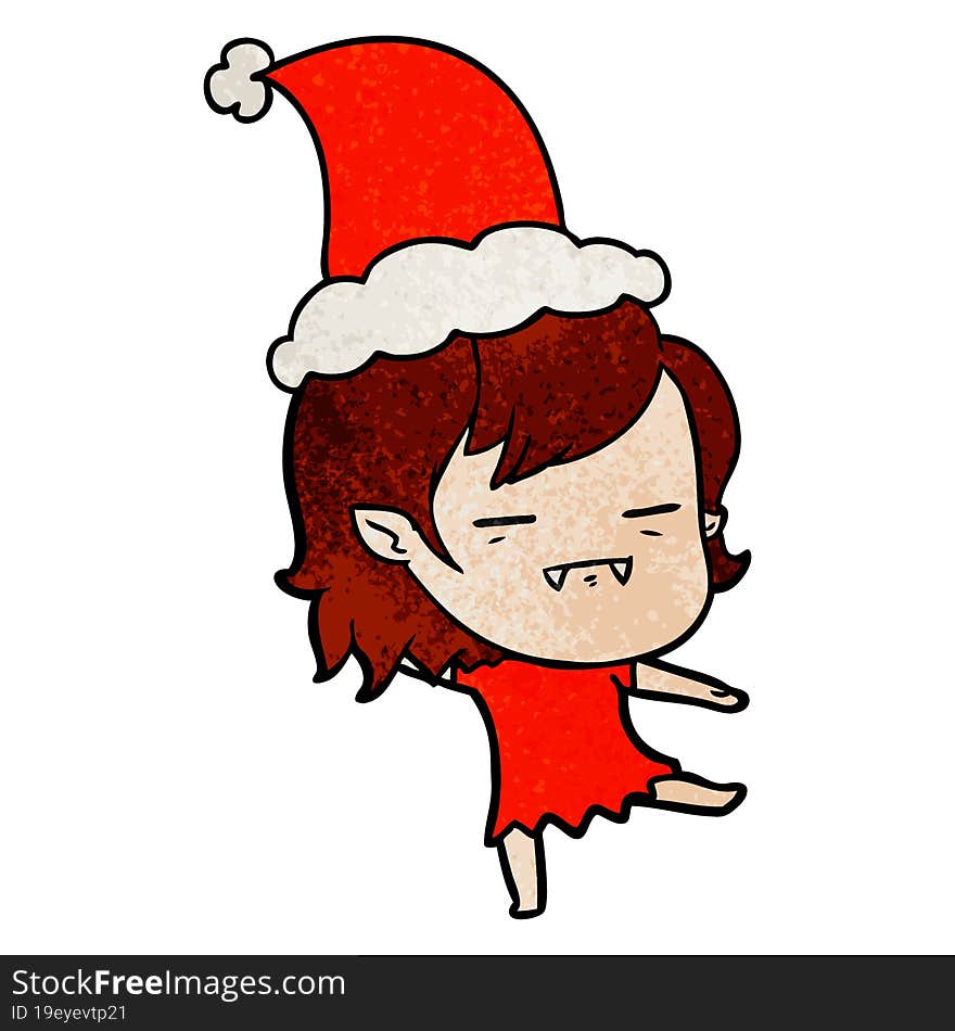 textured cartoon of a undead vampire girl wearing santa hat