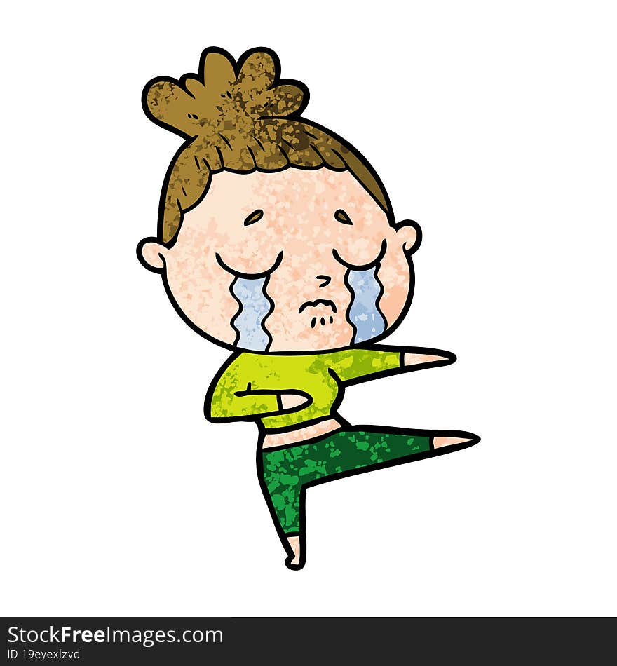 cartoon crying woman dancing. cartoon crying woman dancing