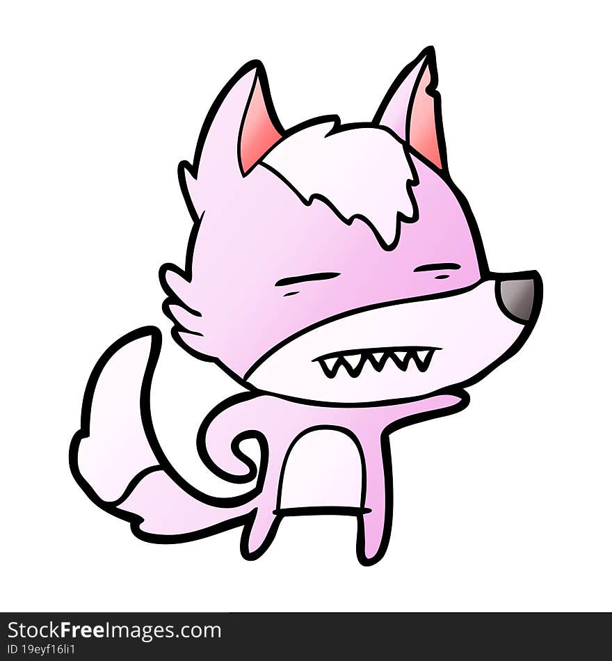 cartoon wolf showing teeth. cartoon wolf showing teeth