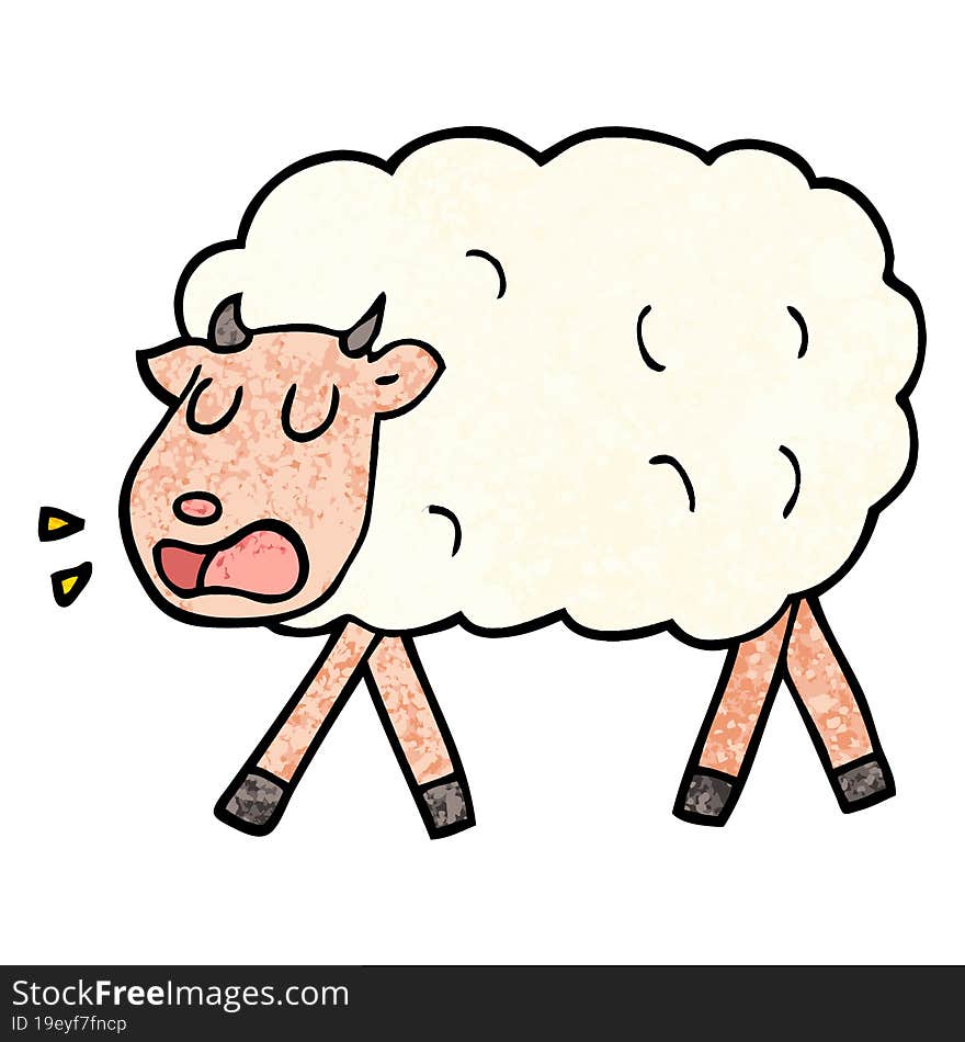 grunge textured illustration cartoon sheep